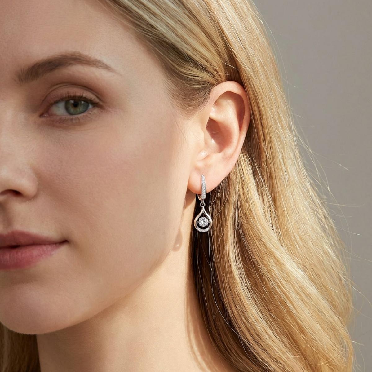 Moissanite 1ct Glow of Firefly Teardrop Dangle Earrings Valentine's Day Wedding Engagement Anniversary Romantic Elegant Gift Daily Wear