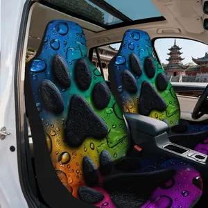 2pcs, Rainbow Paw Design Print Car Seat Cover Set, Suitable for Most Cars, Fashionable Unique Decorative Front Set of Universal Car Seat Covers, Comprehensive Seat for Men and Women
