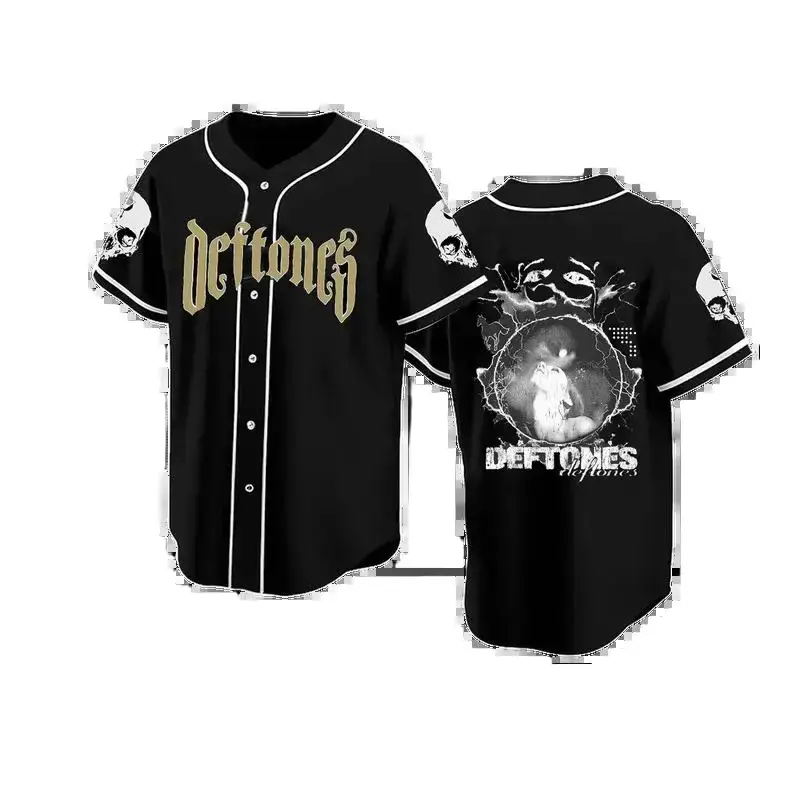 Deftones Graphic Baseball Jersey | Vintage Alt Metal Rock Band Button Down Shirt for Streetwear & Concerts