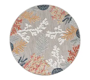 Ox Bay Coastal Coral Outdoor Area Rug, Beige/Multi, 7'6" Round