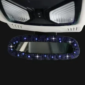 1pc, Artificial Diamond Car Rearview Mirror Cover, Interior Rearview Mirror Protector, Shiny Car Interior Decoration, Unisex, Reverse Mirror Protective Cover, Mirror Ornament