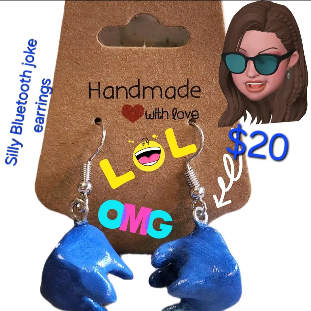 Hand sculpted bluetooth earrings. Great for a fun gift  or a laugh. great conversation starter earrings!!