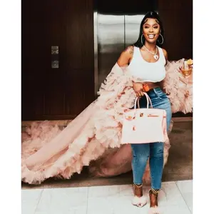 KASHDOLL in Mauve Tulle Robe with a Train