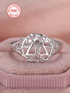 S925 Sterling Silver Tree Of Life Design Ring, Unique Hollow Design Ring, Fashion Rings, Elegant Everyday Ring, Fashion Accessories for Women & Girls, Trendy All-match & Exquisite Jewelry for Birthday Gift