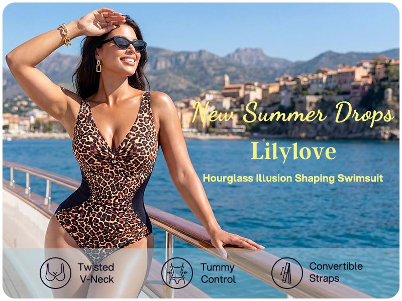 [Size Up for Best Fit] Lilylove Front Twist Ruched Tummy Control Hourglass Illusion Extra Snatching Shaping Swimsuit #SummerVibes -  Plus Size Friendly Sculpting One Piece SwimWeek