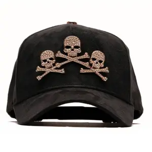 (NO BOX) Barbas Hats Rose Gold Skulls Limited Edition Premium Streetwear Snapback – Black Adjustable Unisex Hat for Men & Women Featuring  Clean Urban Design Crafted for Modern Latino and Street Fashion Fans
