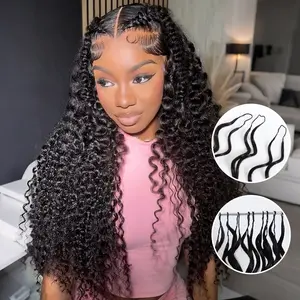 Pizazz Hair Feather Crochet Human Hair Extensions Miracle Knots Pre-Separated 60g/Pack,4-5 Packs for Full Head Deep Wave Texture For Black Women Summer Vacation Hair