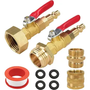 RV Winterizing Kit, RV Blowout Adapter with Shut Off Valve, Sprinkler Blowout Adapter with Quick-Connect Plug to 3/4 Garden Hose, Camper Winterize Blowout Plug for Winterizing RV, Camper, Boat