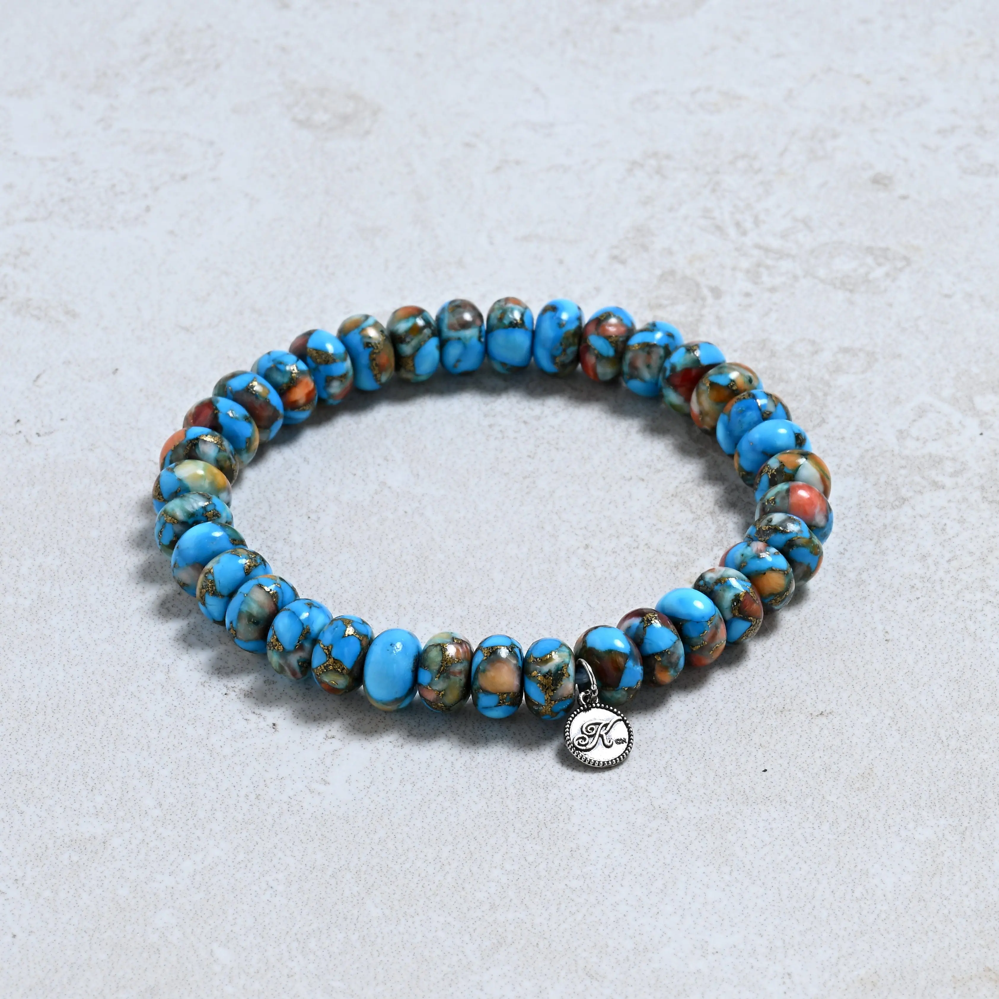 Natural Howlite Spiny Oyster 5x8mm Gemstone Bracelet