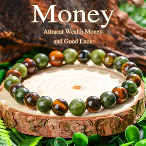 Canadian Jade Luck Bracelet for Money and Prosperity | Natural Gemstone Healing Crystals Handmade 8mm Round Beads Stretch Bracelet for Women & Men | Spiritual Gift bracelet  men