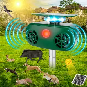 Solar Animal Repellent Pro - Motion Activated Ultrasonic & Flashing Lights Scares Deer, Raccoons, Squirrels | Waterproof for Yard, Farm, Garden Motion-Activated Ultrasonic Animal Repeller silicone faucet mat glass windows mirror car and