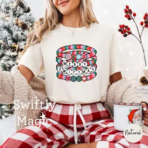 Merry S-mas Friendship Bracelet Shirt | Taylor Christmas Comfort Colors Oversized T-Shirt | Eras Christmas Shirt | Christmas Gift for Wife 2V