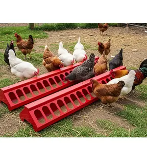 2pack 20" Plastic Flip-Top Poultry Ground Feeder for Red Chickens and Birds Durable Easy-Access Design Ideal for Farmers Feeding Capacity and Plastic Construction