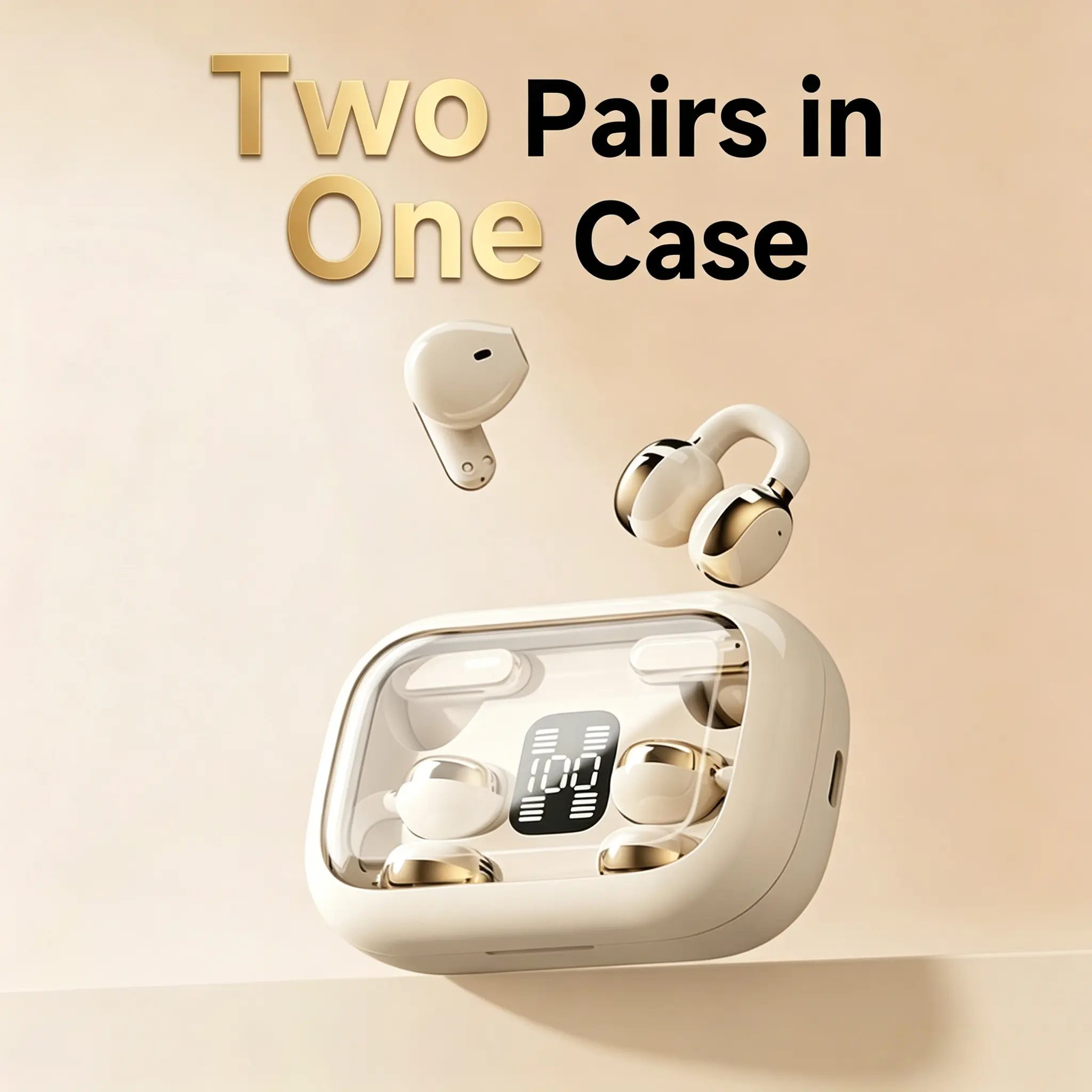 Fluffdrip Q10 2 Pairs in 1 Case Wireless Earbuds  Bluetooth TWS Headphones for Couples & Gaming - Clip-On & In-Ear Mini Headset for iOS/Android#SummerWins #DealsForYouDays