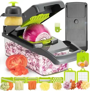 Original Pro Chopper - 10-in-1 Vegetable Chopper with Container & 8 Blades for Dicing Slicing & Grating - BPA-Free Stainless-Steel Blades - Kitchen Gadget for Fast Meal Prep - Home Essentials