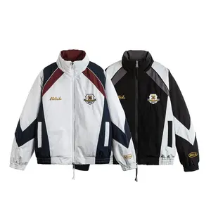 Tech-Fusion Colorblock Jacket Contrast Stand Collar Design Boxy Gorpcore Fit Wind Resistant Winter Shield Perfect for Winter Hikes Streetwear Layering XAT Utility Series