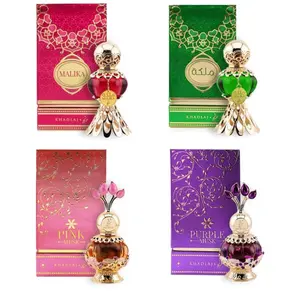 Khadlaj Malika Collection for Women 4 Pc Perfume Oil Set (Red + Green + Pink Musk + Purple Musk) 0.67 Ounce Each Roll-On Unisex