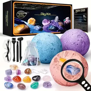 Gem Mining Set, Space Science Set, Gem, Quartz & Crystal Ball Set (For Boys & Girls), Archaeology Digging Set, Rock Gift Set for Boys & Girls Ages 3+, Science Experiment Kit, Birthday Gifts, Back-to-School Season, Easter Gift Basket