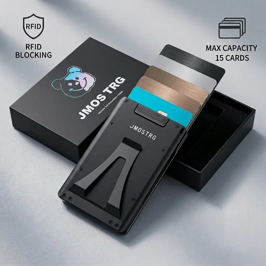 Minimalist Anti Theft Wallet for Men, Tactical Aluminum Contactless Card Holder with Pop-Up Ejector and RFID Blocking Money Clip, Aluminum Rfid Wallet, Credit Card Organizer, Rfid Blocking Wallets
