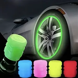 15pcs Glow-in-the-Dark Tire Valve StemCaps, Fit Rubber Air Covers for Cars, Trucks,Motorcycles, Bikes - Luminous Yellow, Green,Pink, Orange Mix, Vehicle Accessory|Nighttime Visibility I Durable Rubber Caps