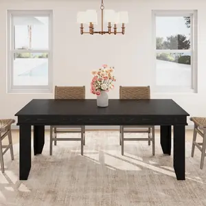 Garvee Farmhouse Dining Table, 71-inch Long, Seats 6-8 People, Large Rectangular Black Kitchen Table with Sturdy Wooden Frame, Perfect for Dining Room and Kitchen, Non-Extendable
