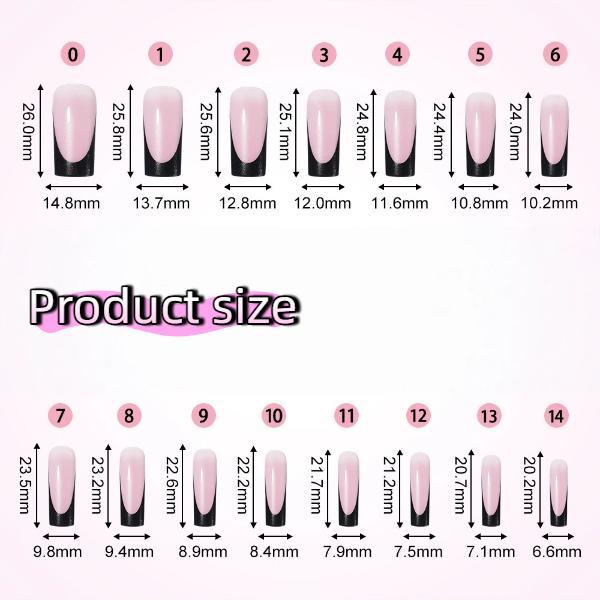 60Pcs French Tip Toe Nails & Fingernails Set, Black blue White Pink Glossy Press on Nails with Glue Tabs, Medium Long Fake Toenails for Summer minimalist style stylish fashion press-on nail