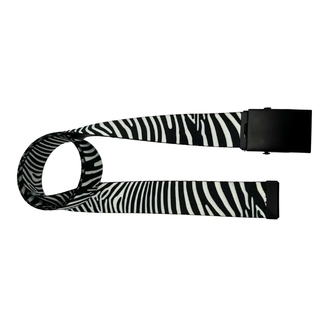Unisex Zebra Print Belts - High-Quality Polyester Webbing, Heavy-Duty Metal Buckle, Multiple Styles, Bold Stripes, Sizes S-XL, Plus Size Statement Fashion Accessory
