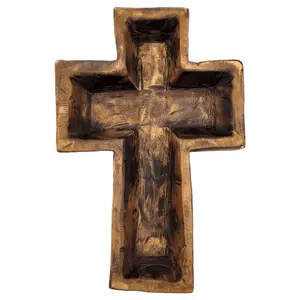 Large Wood Cross Dough Bowl Or Wall Hanging