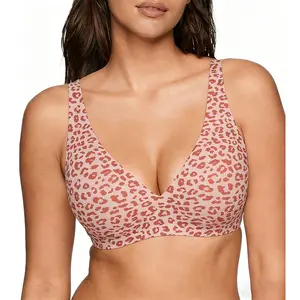 Jelly Wireless Womens Comfortable Wireless Bras Bralettes Seamless Tshirts Bras Deep V Everyday Bras jelly bras Slight-Push Up  Womenswear