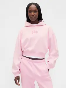 VintageSoft Crop Logo Hoodie