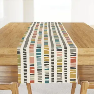 Colorful Table Runner - Modern Stripes by anequ_studio - Mid Century Multi Colored Cotton Sateen Table Runner by Spoonflower