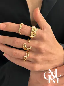 CYL&RY Y2K Irregular Lava & Wave Ring Set, Bold Abstract Statement Rings, Perfect for Alt Streetwear Fits, TikTok OOTDs, Raves and Edgy Dark Aesthetic