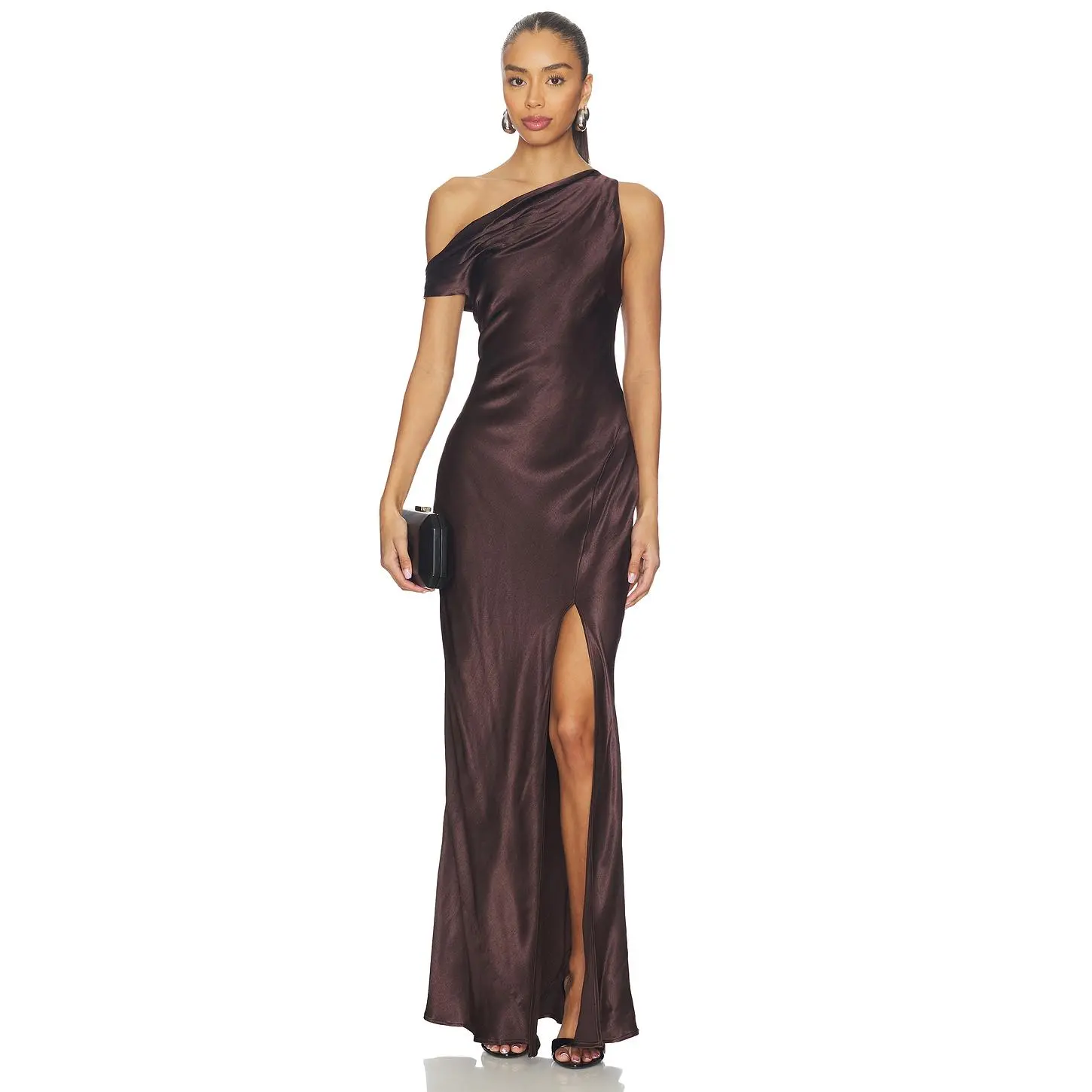 Bec + Bridge Sol Asymmetric Dress in Dark Chocolate
