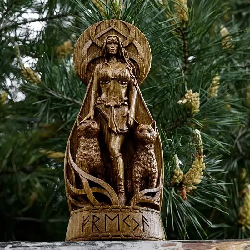 Intricately Carved Freyr Viking Goddess Statue, Resin Outdoor Garden Sculpture, Decorative Art for Halloween, No Battery Needed, Garden Sculptures And Decor, Garden Sculptures Statues