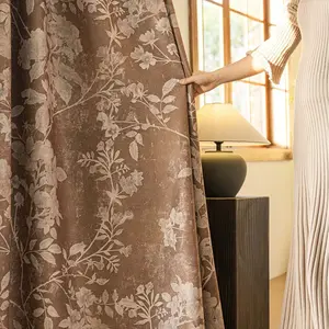 1pc Floral Print Blackout Curtains for Living Room and Bedroom, Sun Blocking and Privacy Protecting, Polyester Fabric1pc, Blackout Window Cover