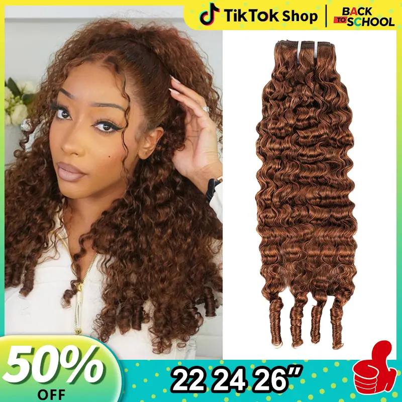 #4 Chocolate Brown Burmese Curly Bundles Human Hair 100% Unprocessed Virgin Human Hair Bundles With Spiral Curly End Soft Thick Weave 1/3/4 Pcs Human Hair Bundles Burmese Curly Bundles Sew in Quick Weave for Black women