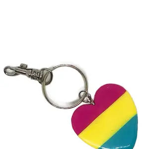 Pansexual Pride Flag Heart Keychain