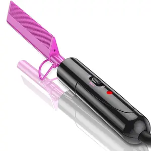 Dual Voltage Ceramic Pressing Comb - 450°F Fast Heating Mini Straightener for Wigs & Natural Hair