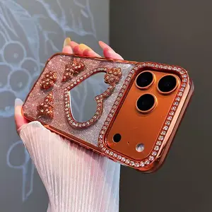 Luxury Gradient Anti-Drop Phone Case Protector with Butterfly Mirror Design, Compatible with iPhone 17/16 Pro/15 Pro/14 Pro Max/13/12/11 Series