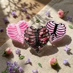 Skeleton Heart Acrylic Phone Grip Stand, Retractable Phone Holder, Expandable Finger Grip, Anti-Drop Smartphone Accessory
