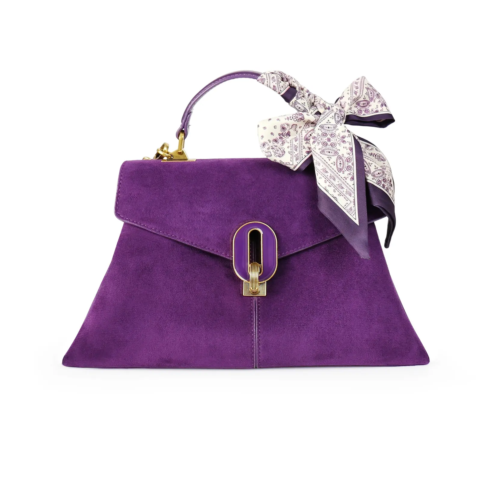 CKSO Royal Dark Night Purple Structured Handbag Premium Suede Top Handle Adjustable Crossbody Strap Elegant for Party Dating Daily Casual Trendy Bag