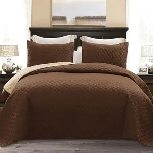 King Size Quilt with Pillow Shams, Lightweight Quilts King Size, Bedspreads Coverlets for Seasons - (Chocolate Brown, 104"x96")