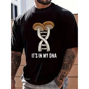 100% Cotton Mycology Mushroom Hunting Pick Mushrooms It's In My DNA T-Shirt Women's Men's Graphic Tee Crew Neck summer vacation Tops