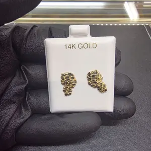 14K Solid Gold Nugget Earrings - Elegant and Durable Design