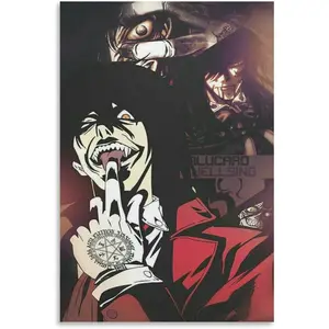 Hellsing Alucard Vampire Gun Anime Manga Poster (14) Painting On Canvas Wall Art Poster Scroll Picture Print Living Room Walls Decor Home Posters