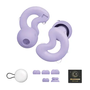 RelaxCharm EarPlugs for Sleeping Noise Cancelling Up to NRR49dB-Ultra Soft, Reusable Silicone Ear Plugs for Sleep Snoring Blocking, Side Sleepers-10 Ear Tips in XS/S/M/L/Double Layer-Purple