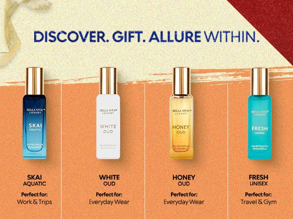 BellaVita Luxury Complete Perfume Gift Bundle | Women, Men & Unisex Eau De Parfum Minis | 3 Premium Sets, 11 Long-Lasting Fragrances | Floral, Oud & Gourmand Scents | Portable Perfume Kit