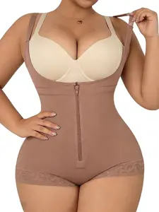 1 Count Women's Butt Enhancing Abdomen Smoothing Sculpting Body Shaper, Fajas, Open Bust Shapewear, Adjustable Shoulder Straps Zipper & Hook Fixation Hooked Crotch Bodysuit, Colombian Shapewear, Body Sculpting Compression, Perfect for Various Occasions