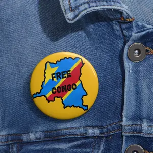 free congo button pin yellow democratic republic of the congo support africa pride human rights humanitarian crisis