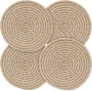 Pot Holders Trivets Set, Potholders for Kitchens, 100% Pure Cotton Thread Weave Trivets for Hot Dishes/Pot/Bowl/Teapot/Hot Pot Holders, 7.9 Inches